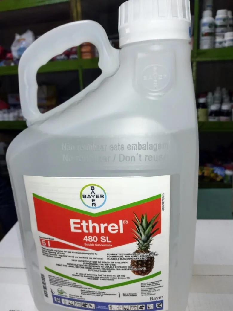 A client-supplied photograph of an Ethrel ethephon formulation; confirm exact available formulation before purchase